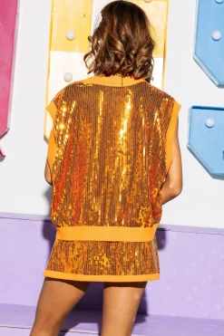Orange Full Sequin Skirt