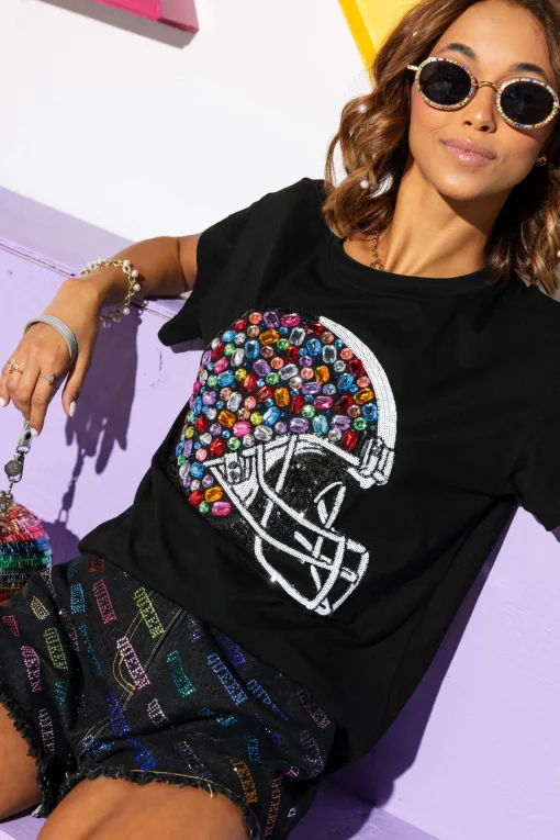 Orange Seed Bead & Sequin Tiger Stripe Tee