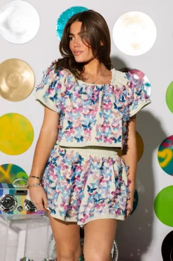 Pale Green 3D Butterfly Flutter Top