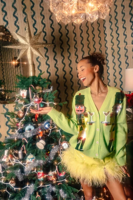 Pale Green Martini Nutcracker Cardigan