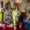 Pale Green Patterned Ornament & Bows Jogger