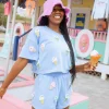 Periwinkle Beaded Ice Cream Short