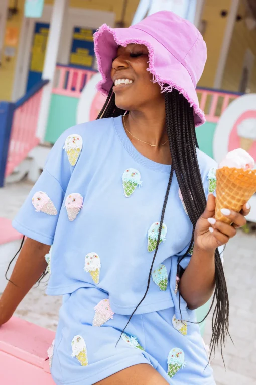 Periwinkle Beaded Ice Cream Short