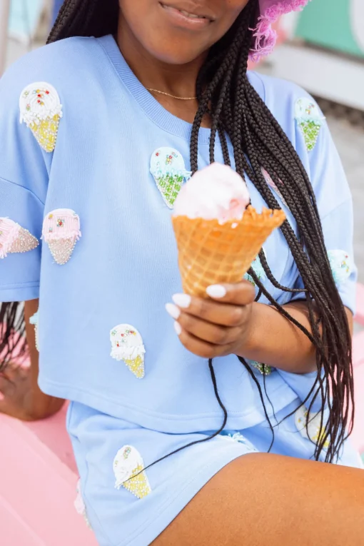 Periwinkle Beaded Ice Cream Short