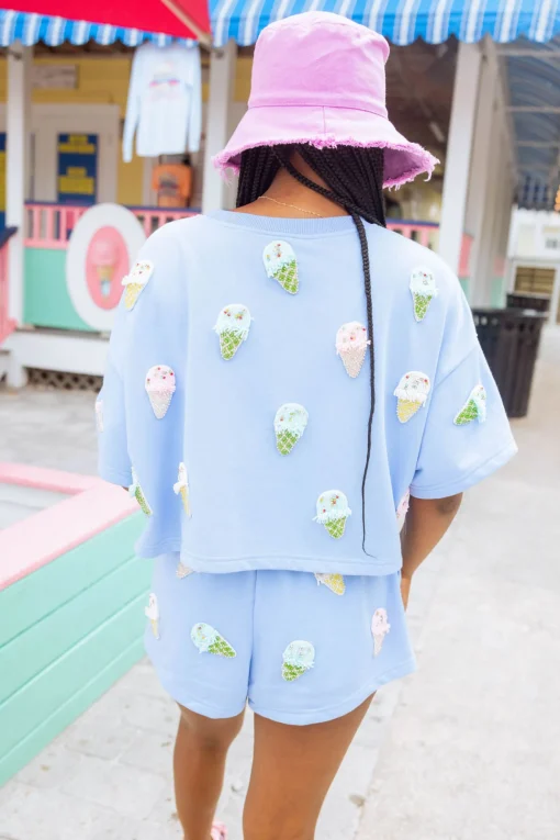 Periwinkle Beaded Ice Cream Short