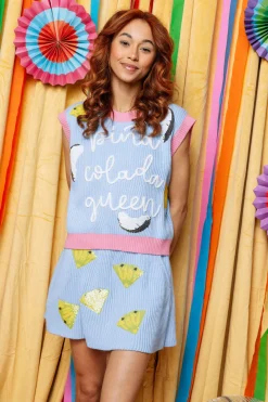 Periwinkle Pineapple Sweater Skirt