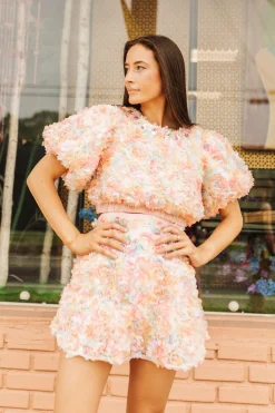 Pink Flower Fabric Skort