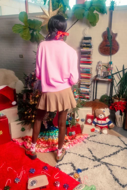 Pink Merry Everything Glitter Script Sweater