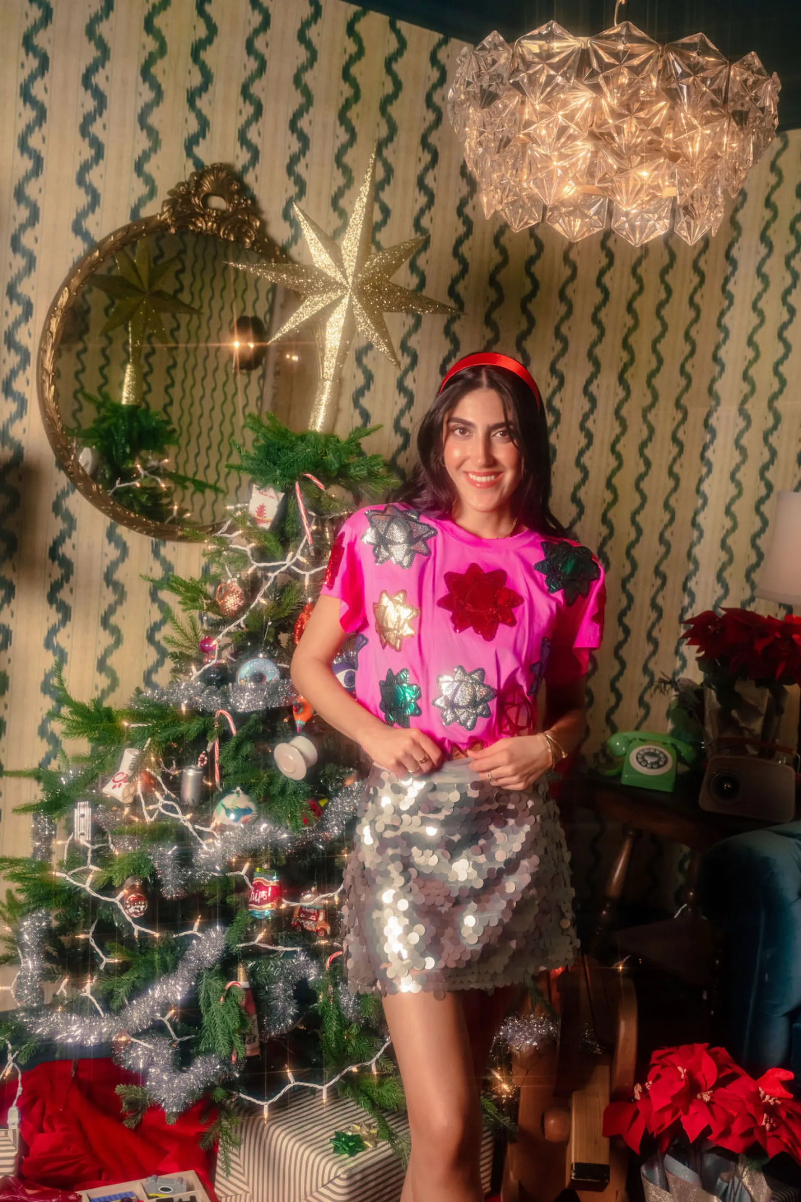 Pink Metallic Presents Bows Tee