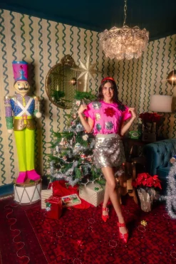 Pink Metallic Presents Bows Tee