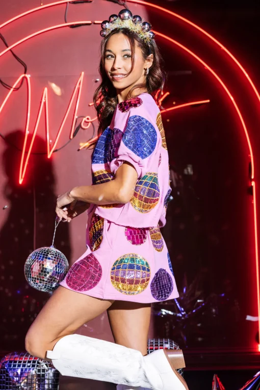 Pink Multi Disco Ball Skort