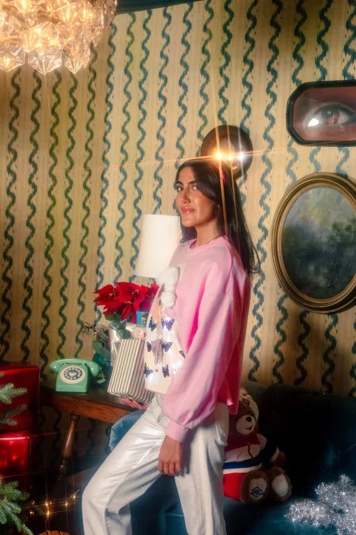 Pink Santa Claus Butterfly Blazer Sweatshirt
