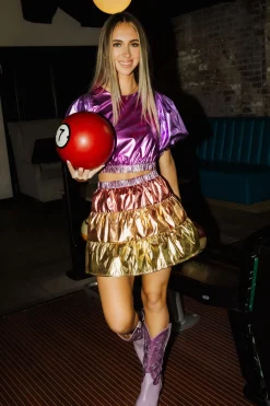 Pink/Gold Metallic Mini Skort