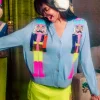 Powder Blue & Neon Nutcracker Cardigan