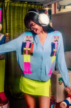 Powder Blue & Neon Nutcracker Cardigan