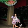 PREORDER- Multi Butterfly Balloon Sleeve Zip Up Dress