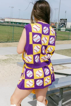 Purple & Gold Checkered Baseball Tank