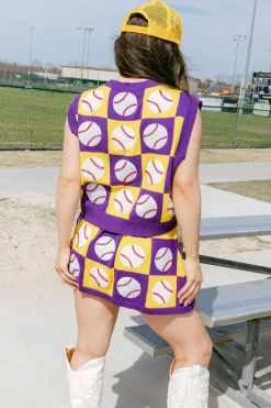 Purple & Gold Checkered Baseball Tank