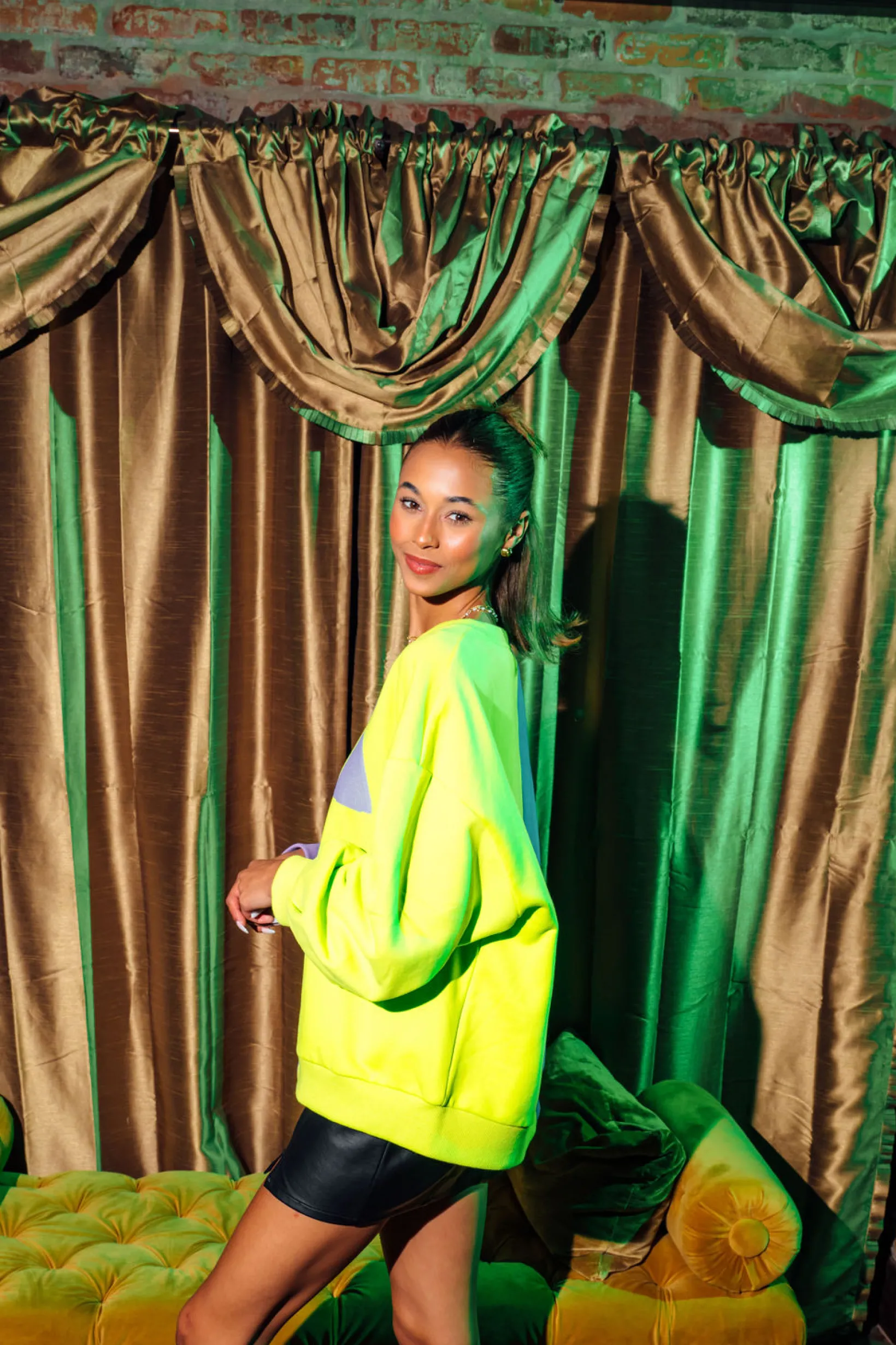 Purple & Neon Green Split Pumpkin Face Sweatshirt