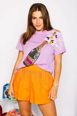Purple & Orange Tiger Print Popping Champagne Tee