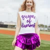 Purple Metallic Smocked Ruffle Skort