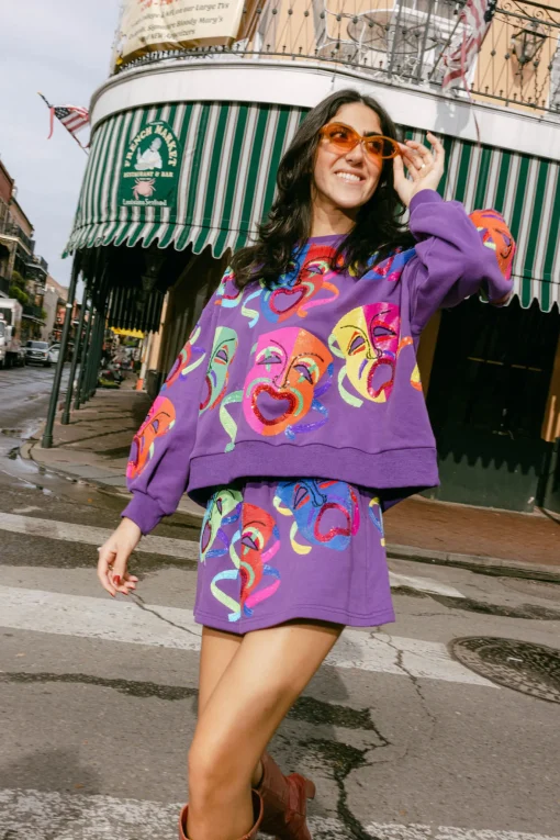 Purple Multi Mardi Gras Mask Skort