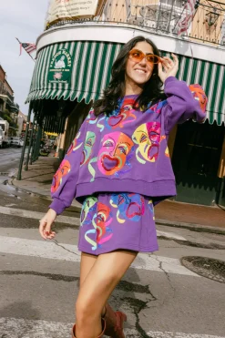 Purple Multi Mardi Gras Mask Sweatshirt