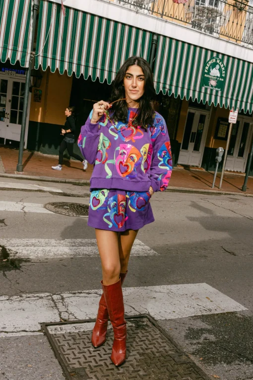 Purple Multi Mardi Gras Mask Skort