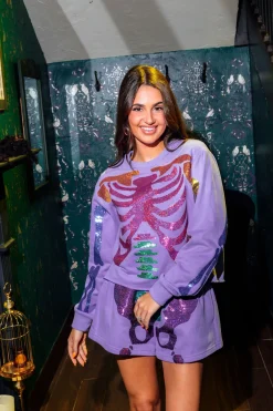 Purple Multi Skeleton Shorts