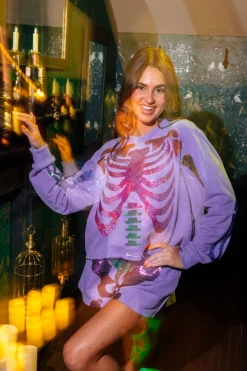 Purple Multi Skeleton Shorts