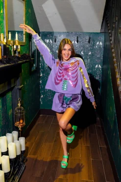 Purple Multi Skeleton Shorts