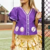 Purple Peplum Baseball Top