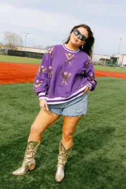 Purple Scattered Baseball Bat Sweatshirt