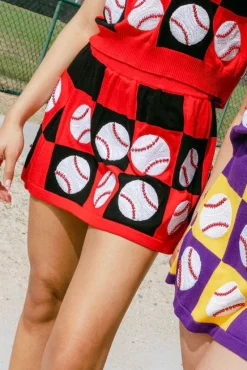 Red & Black Checkered Baseball Skirt