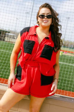 Red & Black Gauze Top