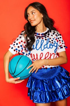 Red & Blue Dog Paillette Queen Sweater