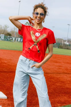 Red & Gold Baseball Tee