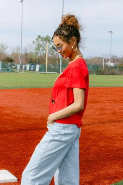 Red & Gold Baseball Tee