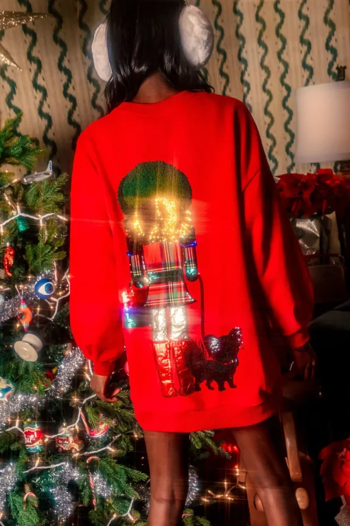 Red Blonde Haired Lady Nutcracker Sweatshirt Dress