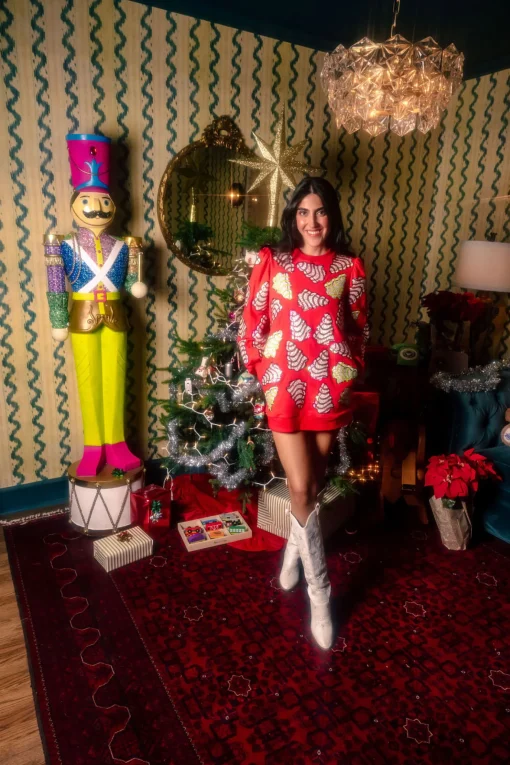 Red Little Debbie Trees Sweatshirt Dress
