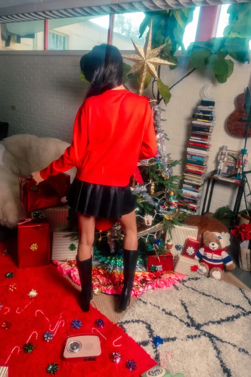 Red Merry Everything Glitter Script Sweater