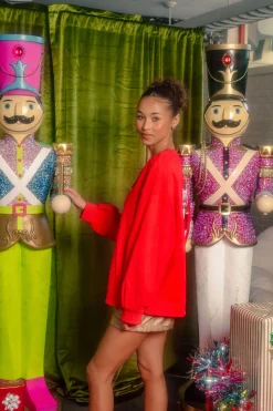 Red Metallic Santa Nutcracker Sweatshirt