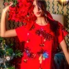 Red Multi Christmas Light Palm Tree Tee