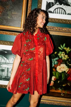 Red Sequin Flower Dress