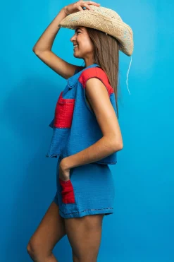 Royal & Red Gauze Short