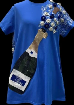 Royal & White Popping Champagne Tee Dress