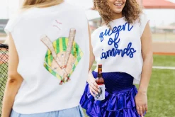 Royal Blue Metallic Smocked Ruffle Skort
