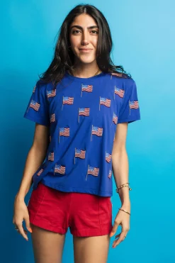 Royal Scattered Beaded Flag Tee