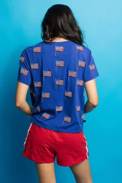 Royal Scattered Beaded Flag Tee