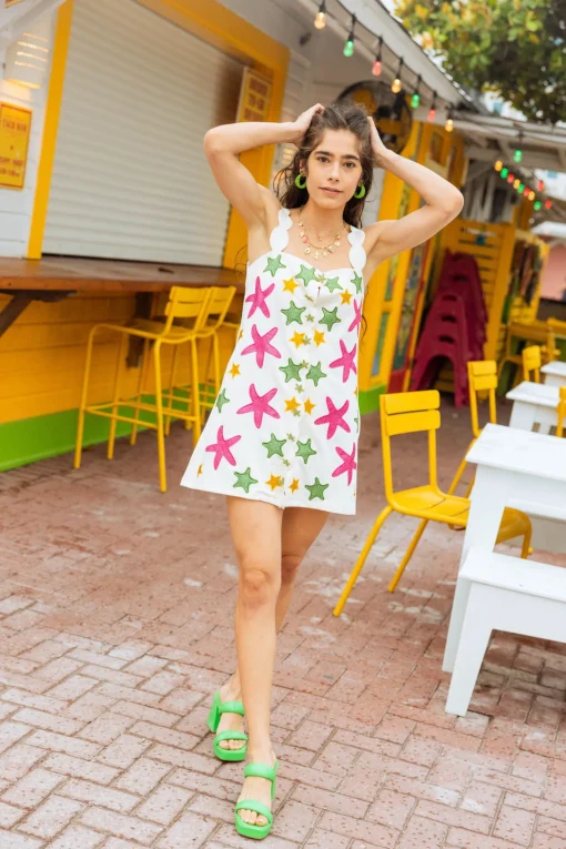 Scallop Sleeve Starfish Tank Dress